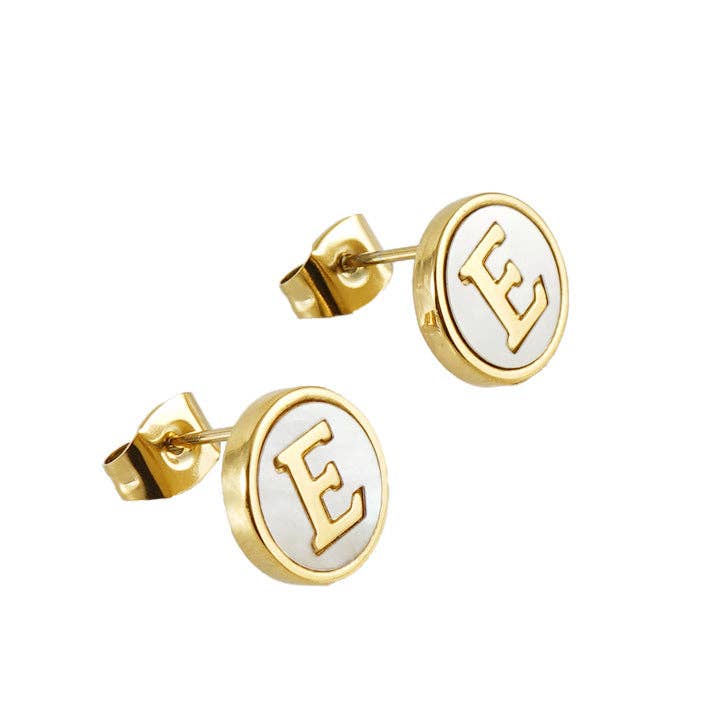 Shell Initial 18K Gold Plated Stainless Steel Ear Studs