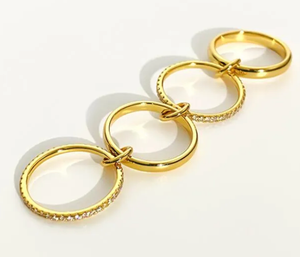 HoopLa Style - Multi Band Eternity Ring band- stacking bands: Yellow Gold / 7