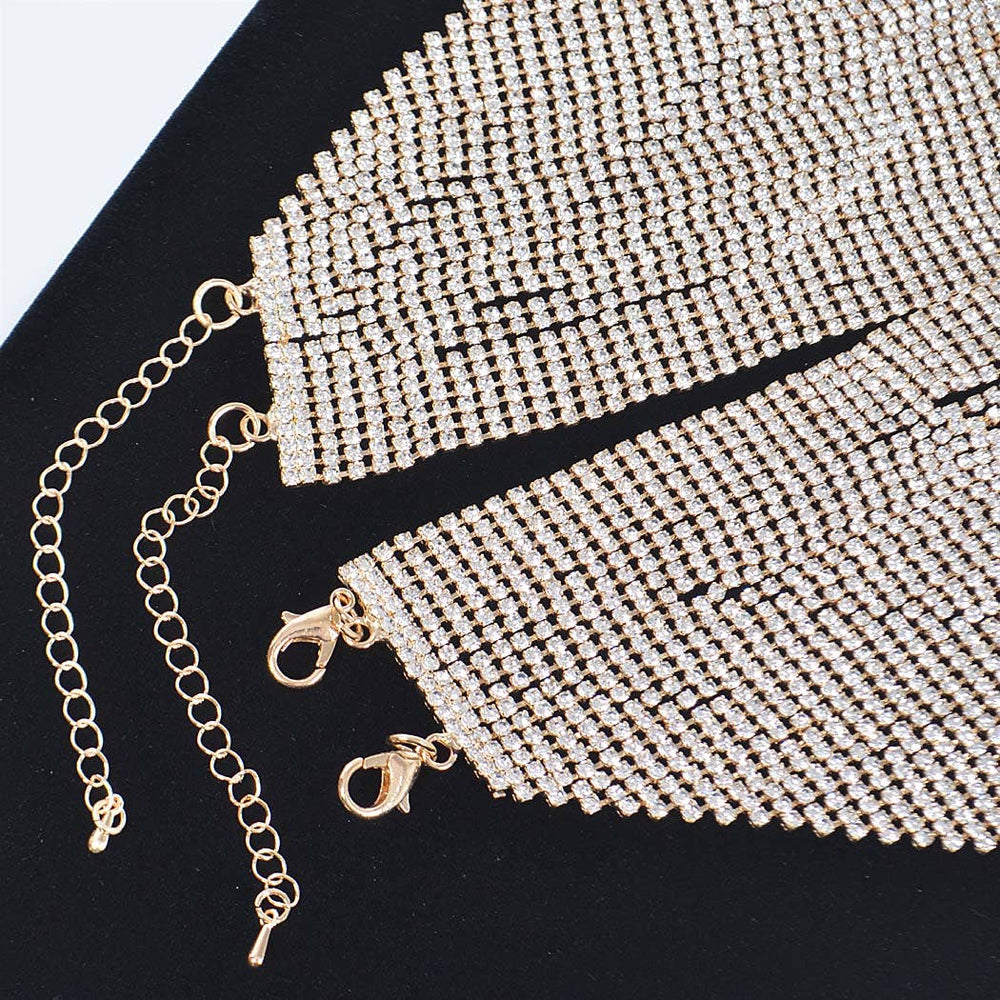 Silver Rhinestone Layered Necklace