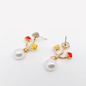 Pearl Mushroom Ear Stud Earrings