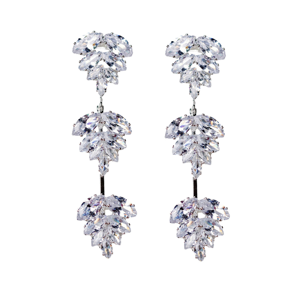 St Armands Designs of Sarasota - Silver Palm Diamond Drop Earrings