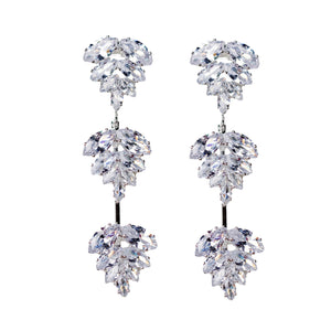 St Armands Designs of Sarasota - Silver Palm Diamond Drop Earrings