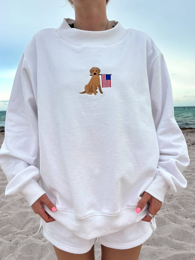 American Flag Dog Mockneck Sweatshirt
