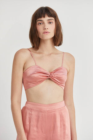 Dahlia Front Twist Satin Bralette