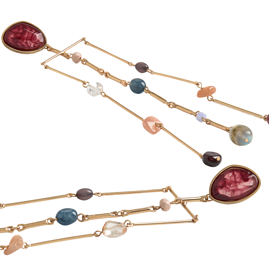 HoopLa - Serenity  Fringe Earring- Genuine Gemstone and 14K gold 