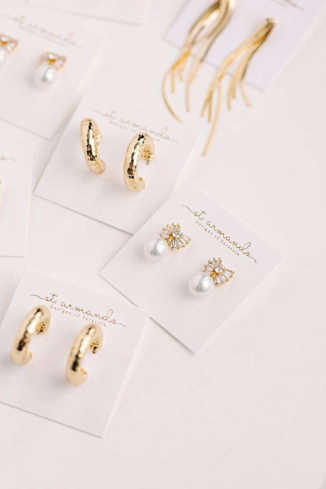 St Armands Designs of Sarasota - Hammered Gold Vintage Style Hoop Earrings