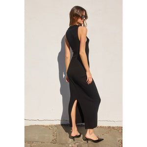 Black Collared Maxi Light Knit Dress