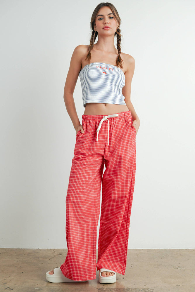 Cherry Striped Tube Top