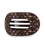 TELETIES - Flat Round Hair Clip | Large | Truly Taupe Quilted