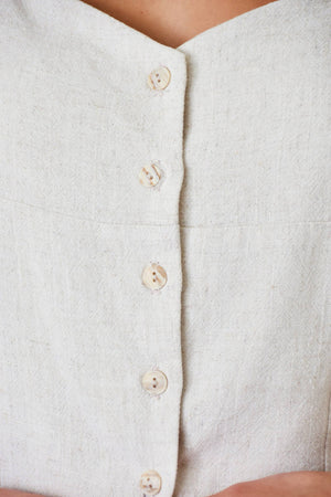 Natural Woven Button Front Top