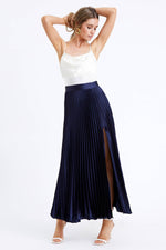 Honor Pleated Maxi Skirt -Navy