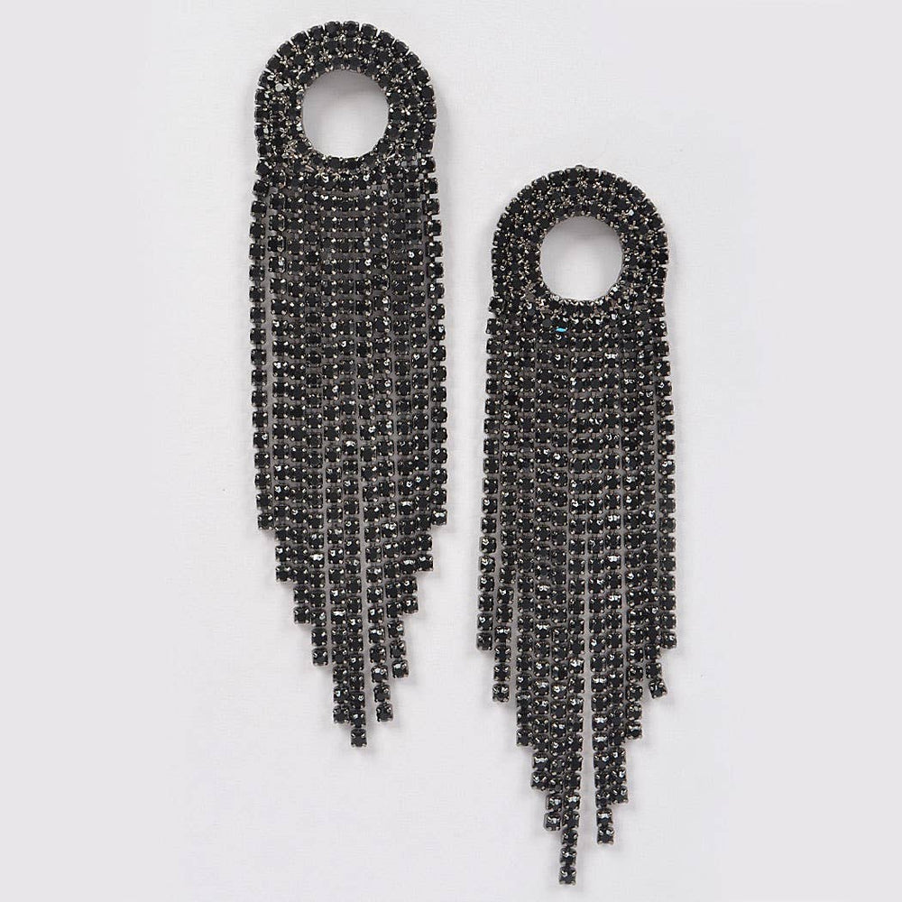 Rhinestone Fringe Tassel Earring