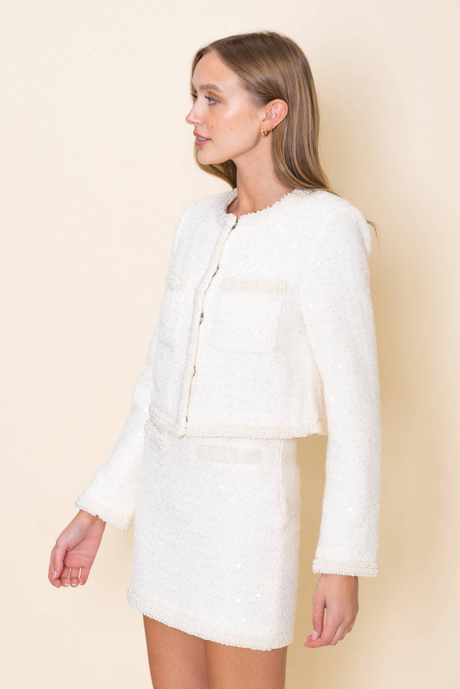 Pearl Trim Crop Jacket
