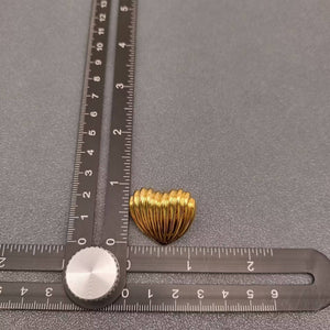 Striped Heart Shape 18K Gold Plated SS Post Earrings
