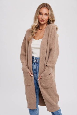 Latte Open Ribbed Cardigan