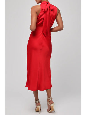 Dublin Red Satin Midi Dress