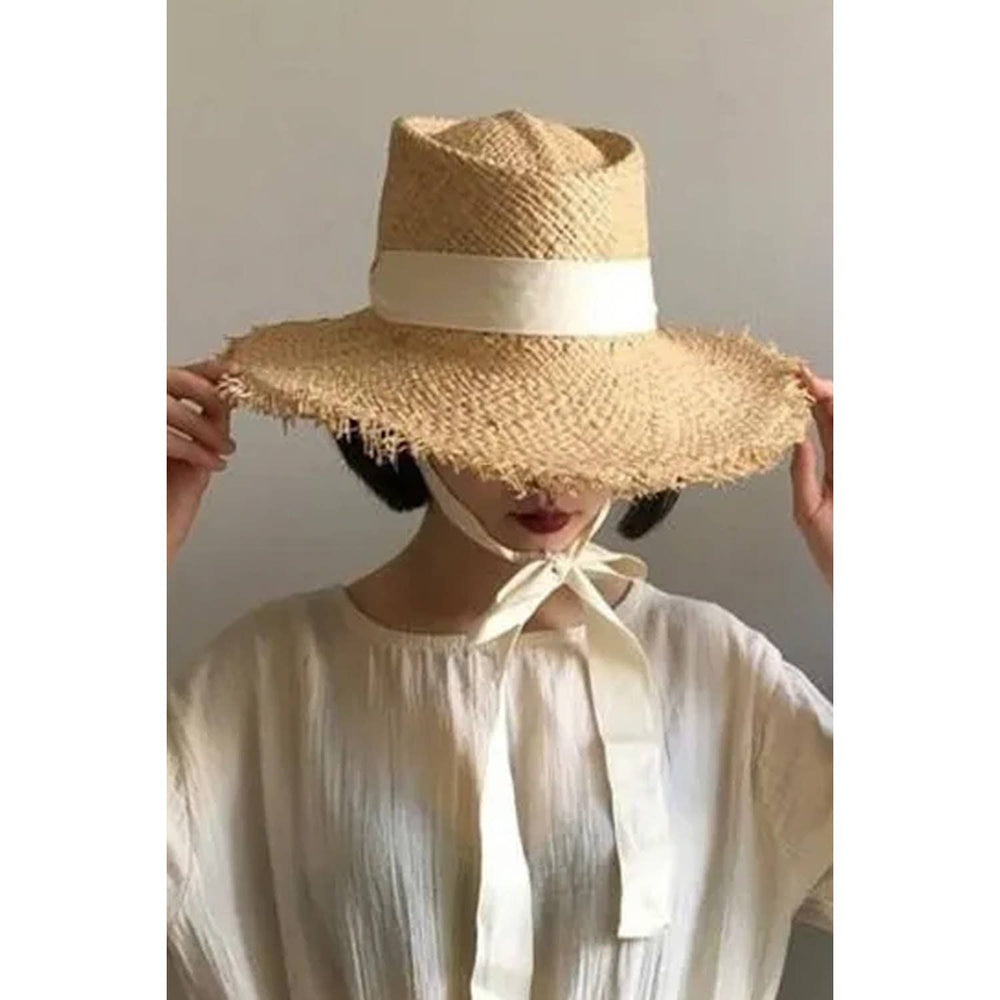 RibbonStraw Hat with Bowknot