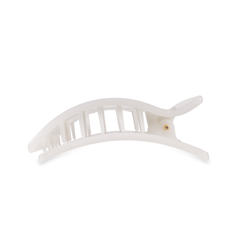 TELETIES - Flat Rectangle Hair Clip | Medium | Coconut White