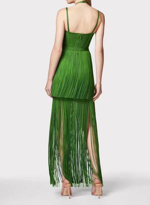 Fringe Halter Maxi Dress