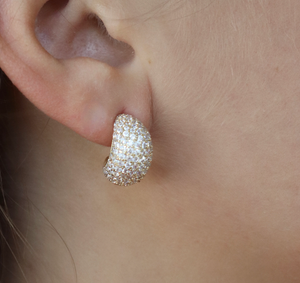 Pave Half Moon Earrings -.75"