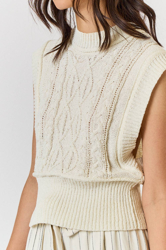 Ivory Cable Sweater Vest
