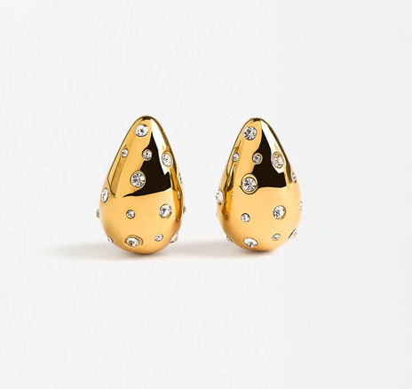 HoopLa - Icon Tear Drop-Stainless Steel and CZ: Yellow Gold
