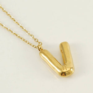 Bubble Shape Initial Pendant Necklace