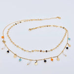 Star Pearl Charm Double Chain Necklace