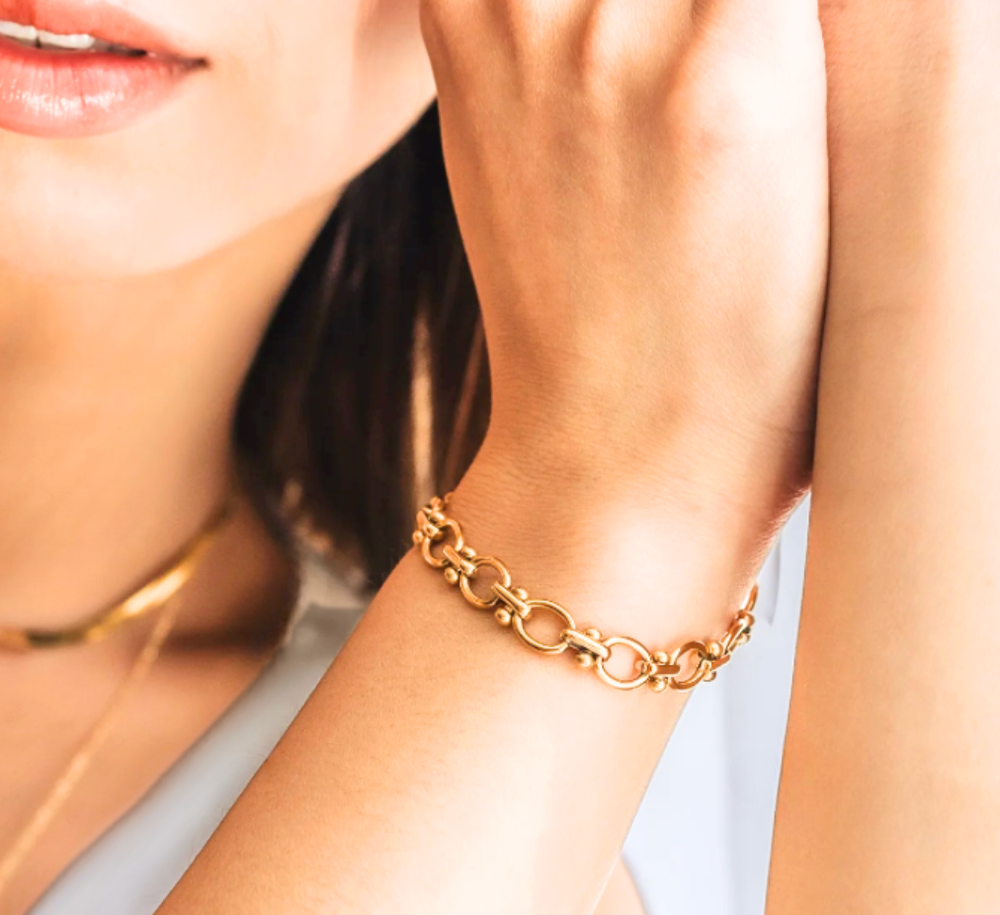 HoopLa - Rio Eternal Rope and Link Steel Bracelet 14K gold Waterproof