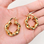 Gold Plated Hollow Twisted Shape Hoop Earrings