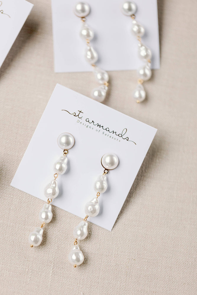 St Armands Designs of Sarasota - Natural Pearl Statement Drop Earrings