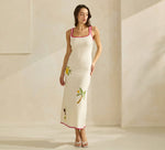 Lemon Embroidered Sweater Dress
