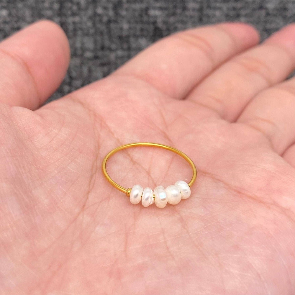 Pearl Beaded 18K Gold Plated Fine Ring