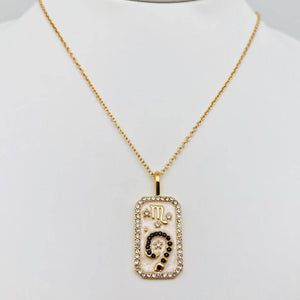 Zodiac Enamel 12 Constellation Inlaid Cubic Zirconia Necklace