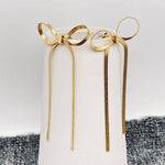 Chain Fringe Bow 18K Gold Plated Earrings