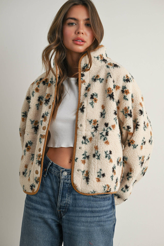 Floral Fluffy Fleece Jacket