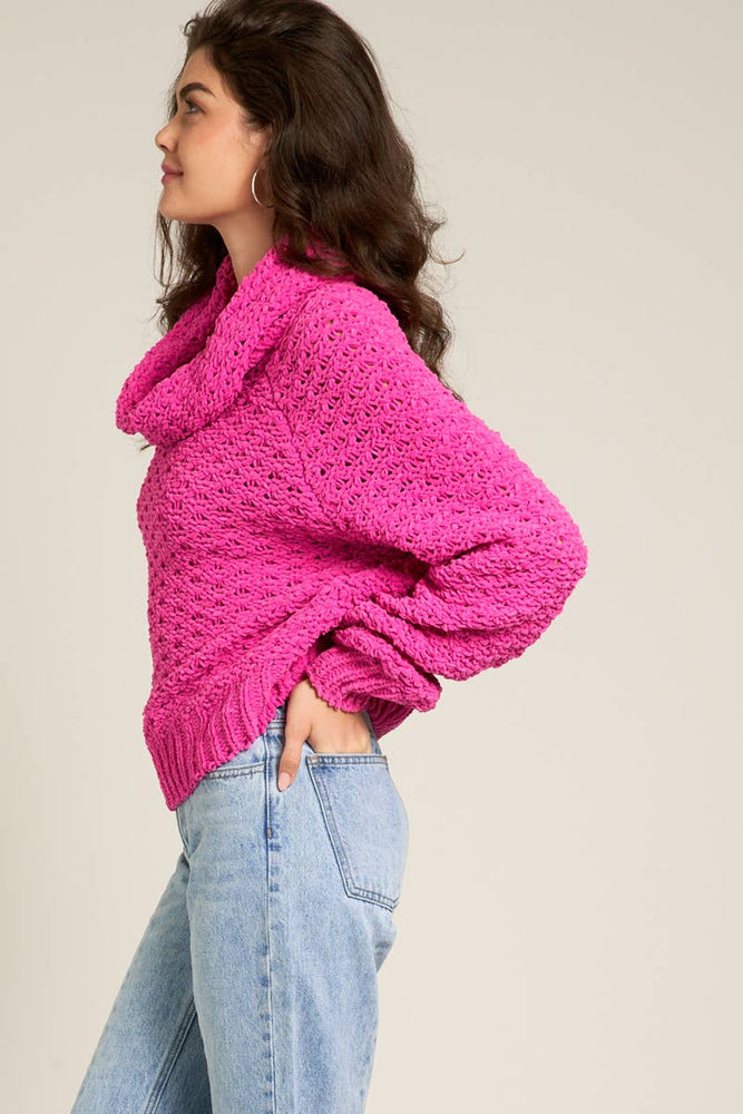 Fuchsia Chunky Turtleneck Sweater