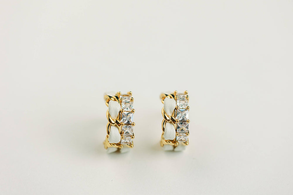 St Armands Designs of Sarasota - Vintage Chain Wrapped Leather Statement Hoop Earrings