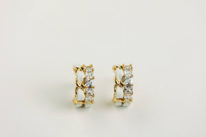 St Armands Designs of Sarasota - Vintage Chain Wrapped Leather Statement Hoop Earrings