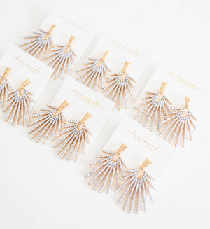 Marble Sunburst Statement Drop Earrings