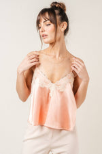 Peach Lace Slip Top