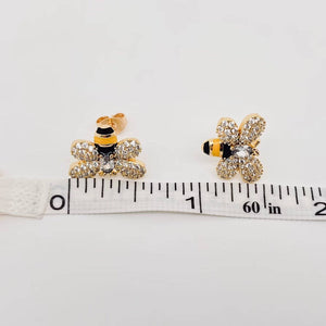 Enamel Bees Stud Earrings Inlaid with Cubic Zirconia