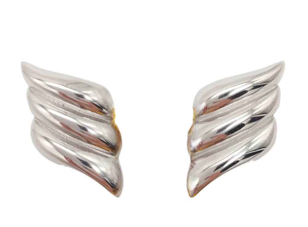 HoopLa - Aegean Button Earrings,Stainless Steel- Waterproof: Silver