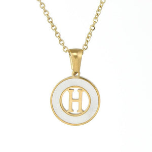 Circular Hollow Shell Initial Pendant Necklace