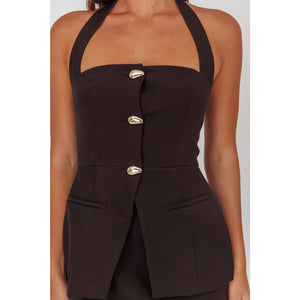 Black Halter Skirt Set