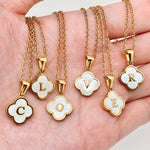 Clover Shell Initial Charm Necklace