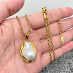 Baroque Pearl 18K Gold Plated SS Twist Chain Necklace
