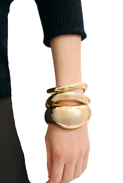 HoopLa - Editorial Hinge Bracelets 14K Gold PVD- Recycled : Yellow Gold / Breeze