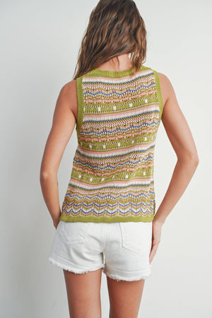 Geo Pattern Knit Sleeveless Top