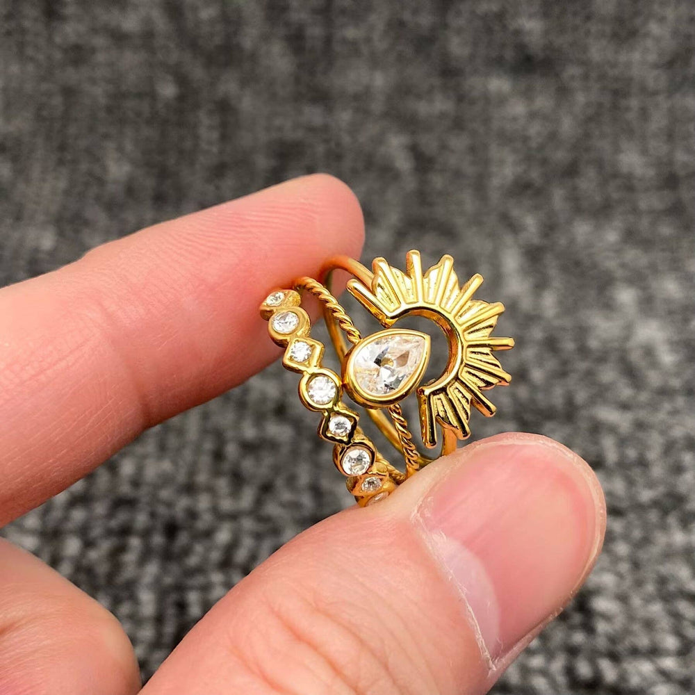 3 Pcs/set 18K Gold-plated Ring